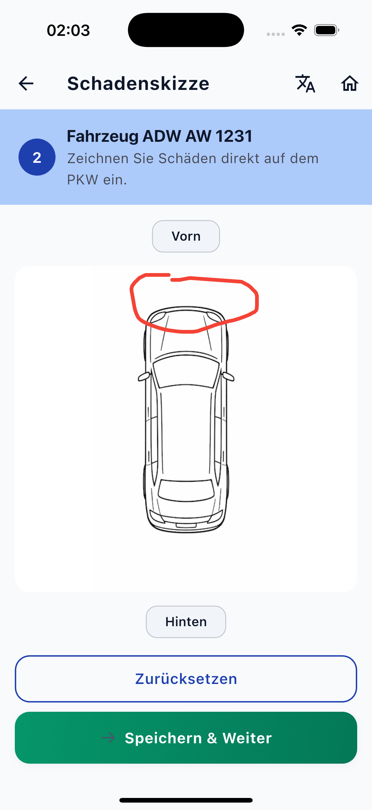 KlarSchiff App Screenshot - Unfallort